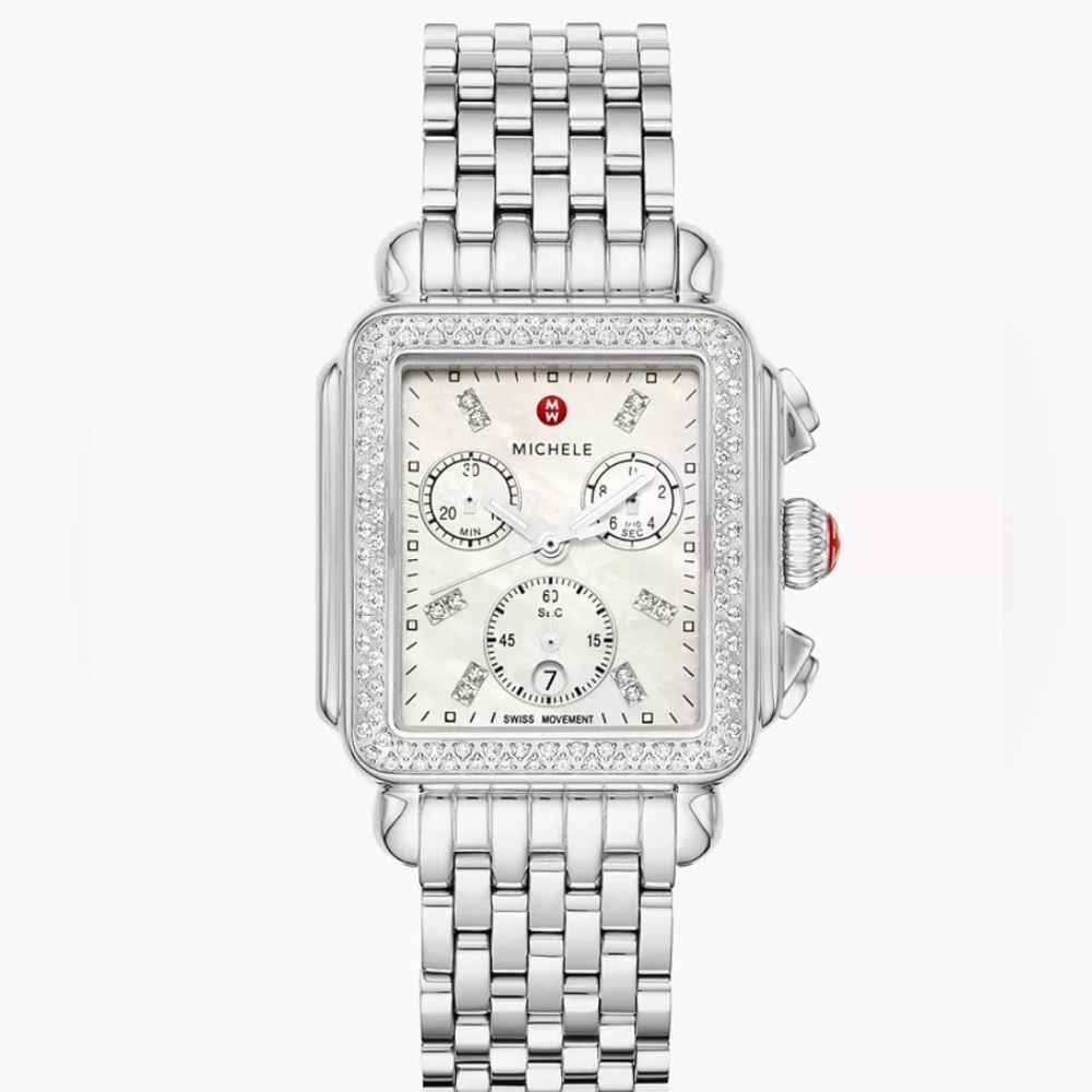 Michele Deco Stainless Diamond Watch -